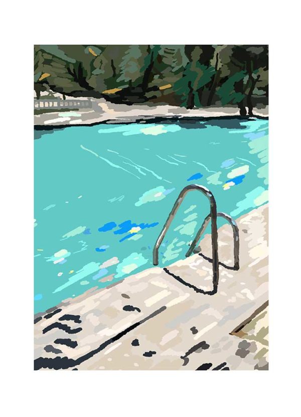 ”Pool” är ett verk av Erika Lindblom gjort år 2019. Tekniken är Giclée och finns i en upplaga på 100 exemplar. Verket mäter 30 x 21 cm, själva bildytan är 23 x 16,5 cm.