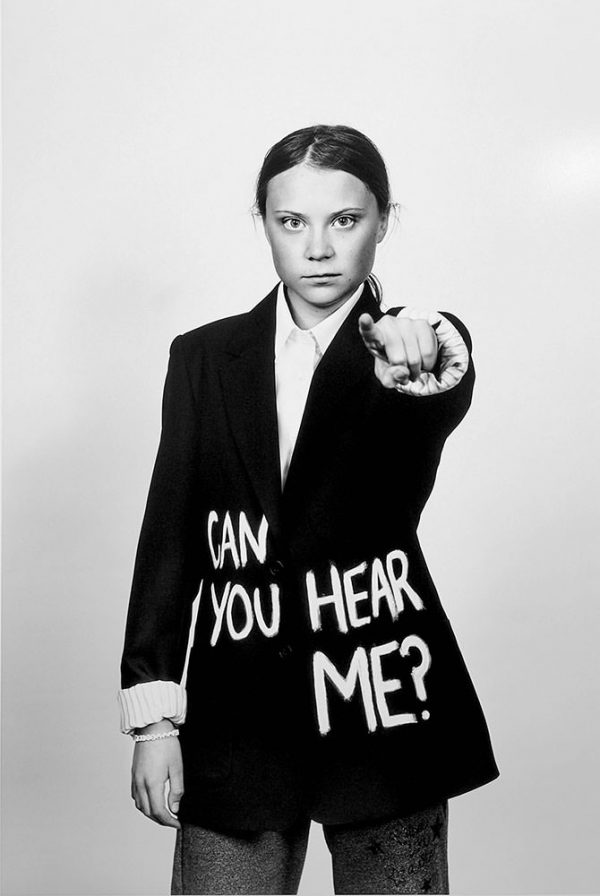 ”Can you hear me?”, ett fotografi på Greta Thunberg, är ett verk av Christopher Hunt gjort år 2020. Tekniken är Silvergelatin och finns i en upplaga på 25 exemplar. Verket mäter 80 x 55 cm. (Above Gallery