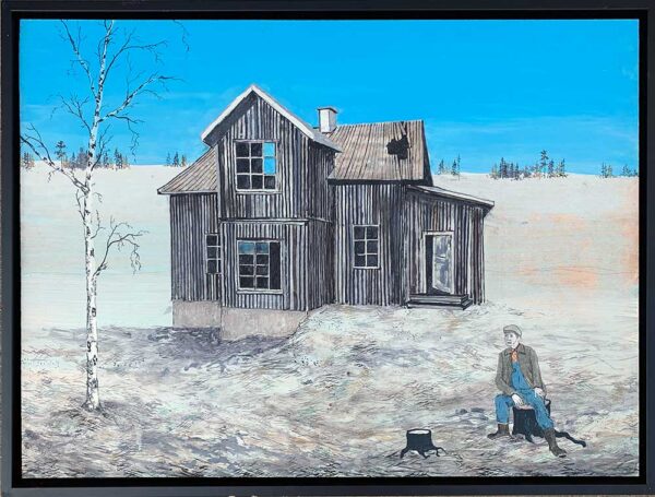 "Ett hus där jag inte vill bo" är ett verk av Fredrik Lindberg. Tekniken är oljefärg på pannå gjord 2018. Verket mäter 45 x 60 cm, OBS levereras färdig inramat i låda med svart träram som mäter 47 x 63,5 cm.