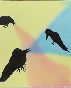 Black birds in color series