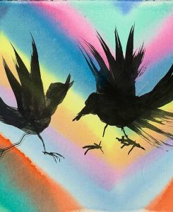 Black birds in color series