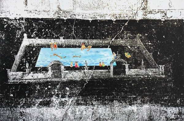 On the pool (from Pompeji dialog) är ett verk av Petri Hytönen gjort år 2018. Tekniken är pigmentprint med akvarell och finns i en unik upplaga om 1 exemplar. Verket mäter 50 x 70 cm.