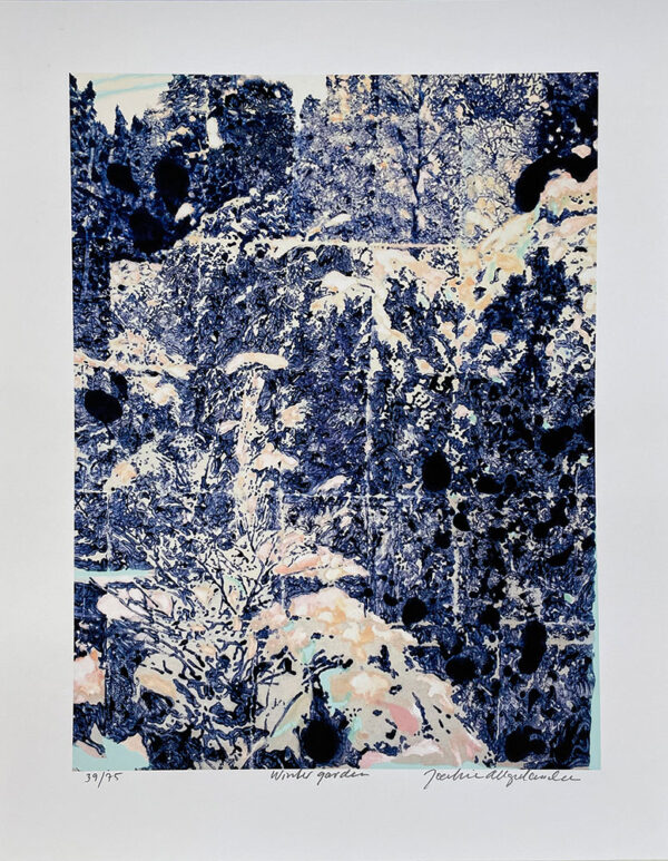 ”Winter Garden” är ett verk av Joakim Allgulander gjort år 2021. Tekniken är Giclée och finns i en upplaga på 75 exemplar. Verket mäter 56 x 44 cm och själva bildytan är 45 x 34 cm.
