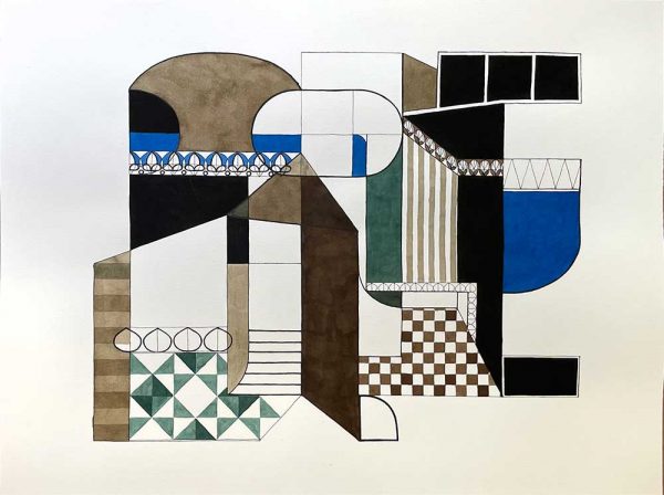 ”Interiör II” är ett verk av Jenny Granlund gjort år 2019. Tekniken är Tusch på papper och finns i ett unikt exemplar. Verket mäter 46 x 61 cm.