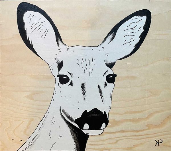 "Rådjuret" är ett verk av streetkonstnären KlisterPeter gjort år 2022. Tekniken är tuschmåleri på papper, monterad på plywoodpannå med distansram och upphängning bak. Varje verk är unikt, målat för hand, och har måttet 50 x 45 cm.