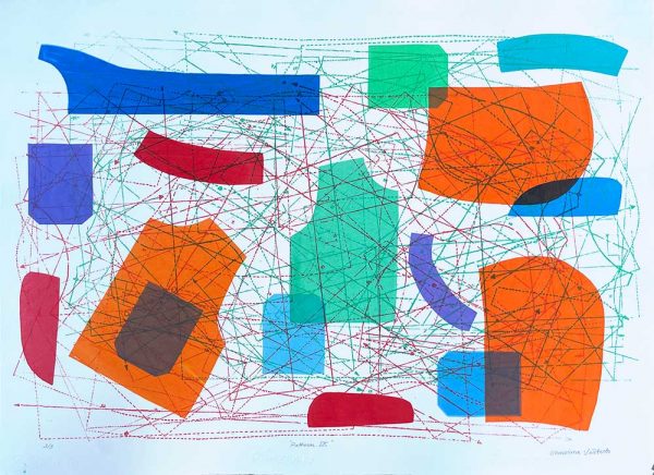 ”Pattern IX” är ett verk av Christina Västerbo gjort år 2021. Tekniken är Screentryck på papper och finns i en upplaga på 3 exemplar. Verket mäter 70 x 99,5 cm, och själva bildytan är 59 x 92 cm.