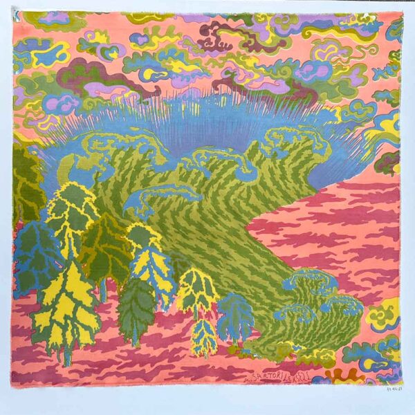 "Solen och havet, grön” är ett verk av Amanda Sartori Leksell gjort år 2023. Verket är screentryck på viskos, monterat med tråd på papper och finns i upplaga 5. Verket mäter 61 x 64 cm, pappret är 69 x 69 cm.