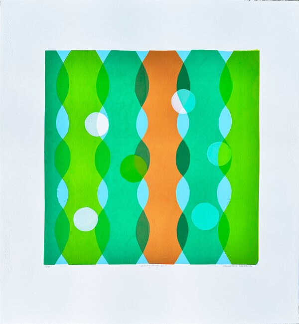 ”Klangfärg V” är ett verk av Christina Västerbo gjort år 2023. Tekniken är Screentryck på papper och finns i en upplaga på 10 exemplar. Verket mäter 76 x 70 cm, och själva bildytan är 50 x 50 cm.
