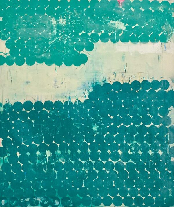 ”Emerald green” är ett verk av Tobias Måård gjort år 2023. Verket är gjort med akryl och sprayfärg på duk. Verket mäter 140 x 120 cm.