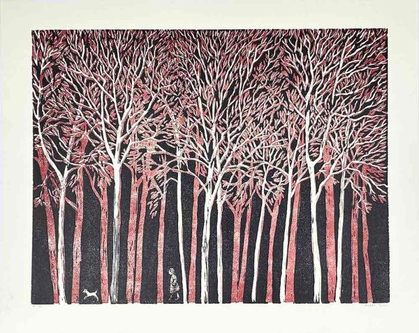 ”I skogen” är ett verk av Peter Ern gjort år 2024. Tekniken är träsnitt på papper och finns i en upplaga på 20 exemplar. Verket mäter 48,5 x 61 cm, med en bildyta på 40 x 52 cm.