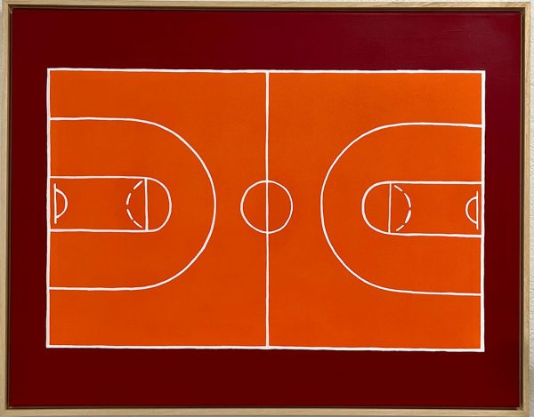 ”Basketplan” är ett verk av Oskar Palmbäck gjort år 2024. Tekniken är akryl och vinyl på duk i ett unikt exemplar, i träram. Verket mäter 70 x 90 cm plus ram. Signerat av konstnären.