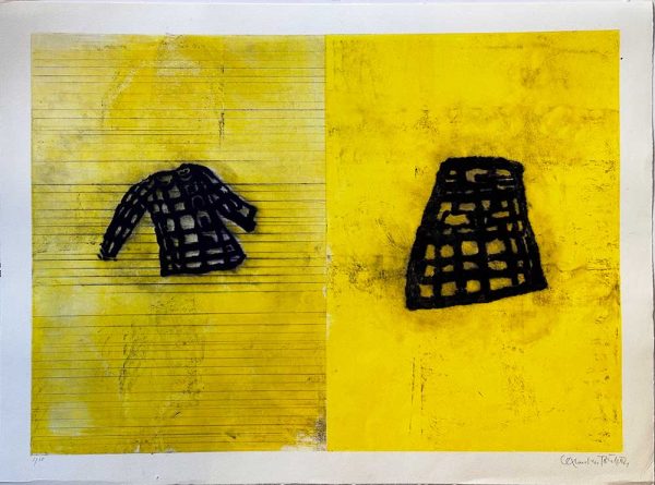 ”Kjol och jacka” är ett verk av Annalena Törnström gjort år 2025. Tekniken är torrnål på papper och finns i en upplaga på 10 exemplar. Verket mäter 56 x 78 cm, själva bildytan är 50 x 70 cm. Signerat och numrerat av konstnären på framsidan nedtill.