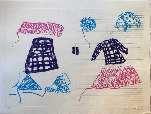 ”Kläder” är ett verk av Annalena Törnström gjort år 2025. Tekniken är torrnål på papper och finns i en upplaga på 10 exemplar. Verket mäter 56 x 78 cm, själva bildytan är 50 x 70 cm. Signerat och numrerat av konstnären på framsidan nedtill.