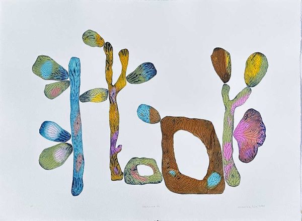 "Coralline 54" är ett verk av Cecilie Lie gjort år 2025. Tekniken är Kollografi, handkolorering på bomullspapper och finns i en upplaga på 1. Verket mäter 57 x 74 cm. Det är signerat på framsidan.