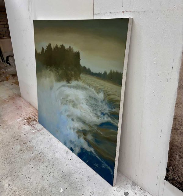 "Mitt i natten" är en oljemålning på duk av Stefan Lindqvist, målad år 2010. Konstverket mäter 120 x 120 cm. Signerat på baksidan av konstnären.