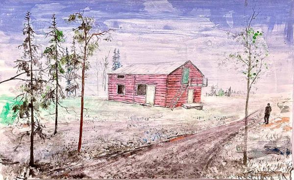 ”En man väntar på bussen” är ett verk av Fredrik Lindberg gjort år 2025. Tekniken är akryl på papper och verket är unikt. Verket mäter 50 x 70 cm, signerat av konstnären på baksidan, a tergo.