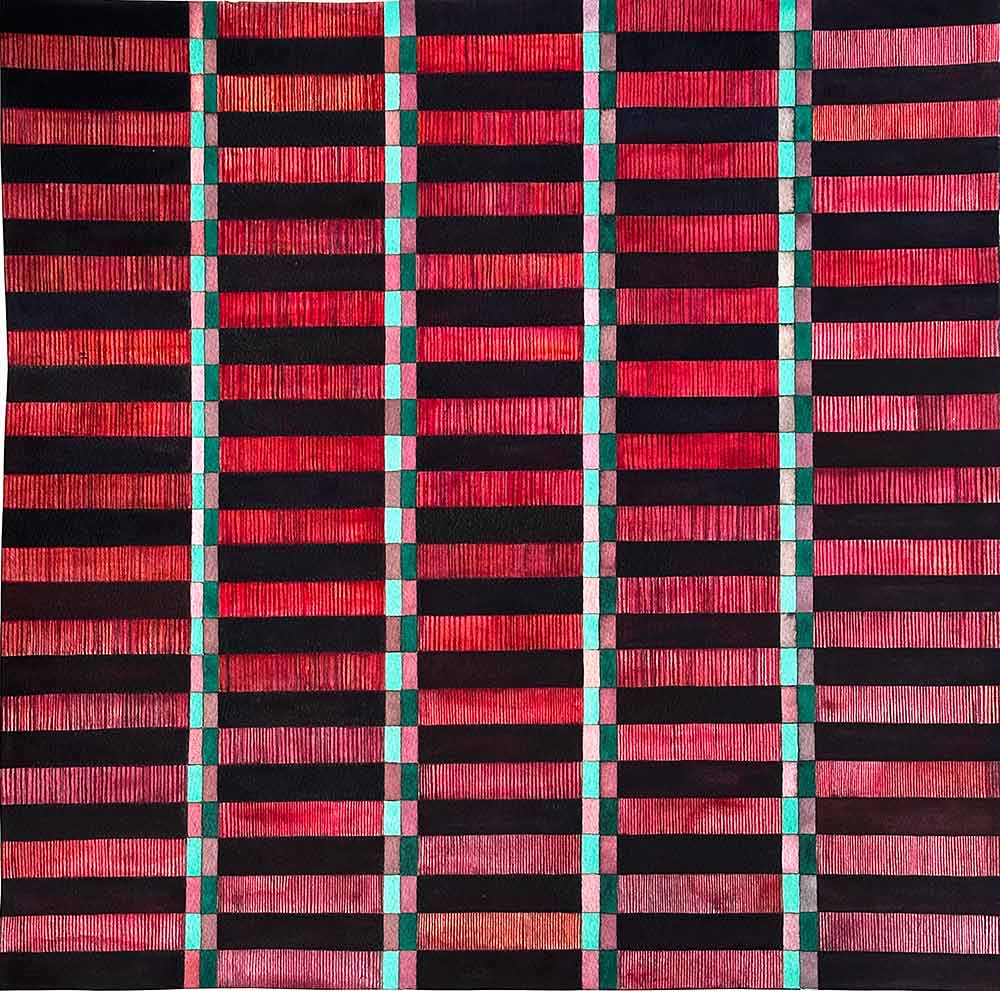 "Del ur Norrnäsmatta" är ett konstverk av Therese Szatek. Det är akvarell på papper gjord 2025 i ett unikt exemplar och mäter 54 x 54 cm. Signerat av konstnären.