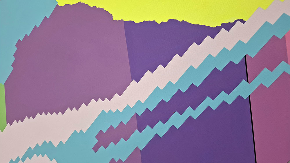 Detalj ”TheInalienableDreamless.exe” är ett konstverk av Emil Öhlund gjort år 2026. Tekniken är akryl på 350 gr akvarellpapper och är ett unikt verk. Verket mäter 63 x 100 cm. Verket är signerat på baksidan.