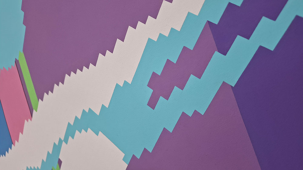 Detalj ”TheInalienableDreamless.exe” är ett konstverk av Emil Öhlund gjort år 2026. Tekniken är akryl på 350 gr akvarellpapper och är ett unikt verk. Verket mäter 63 x 100 cm. Verket är signerat på baksidan.